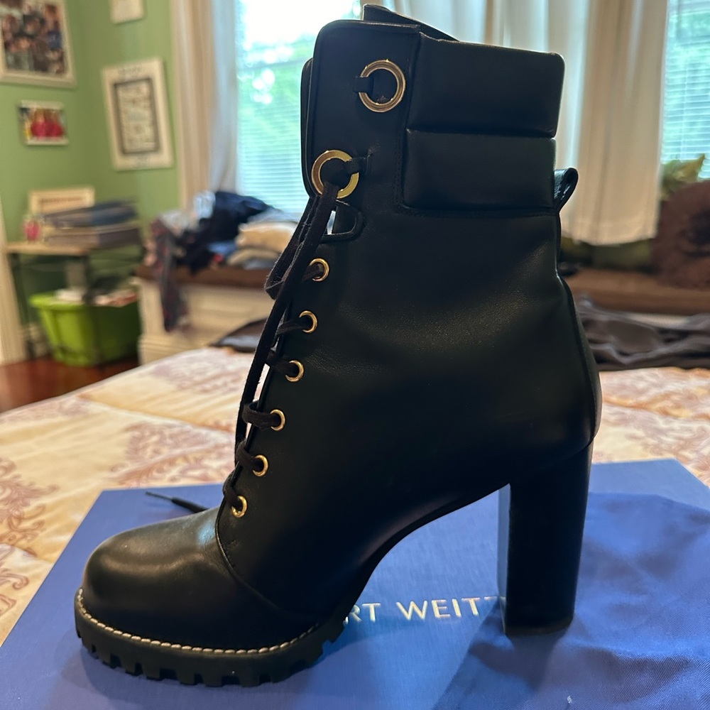 Stuart Weitzman Black Combat Boots